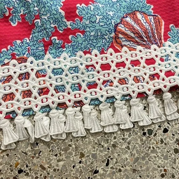 Lilly Pulitzer Thompson tassel dress pink blue watermelon 12 shell - Picture 9 of 9